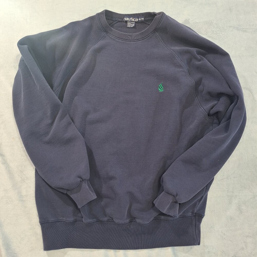 Nautica Men XL Sweatshirt  Navy Blue 100% Cotton